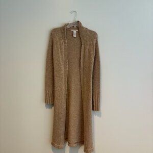 Free People Cozy Beige Long Knit Open Cardigan